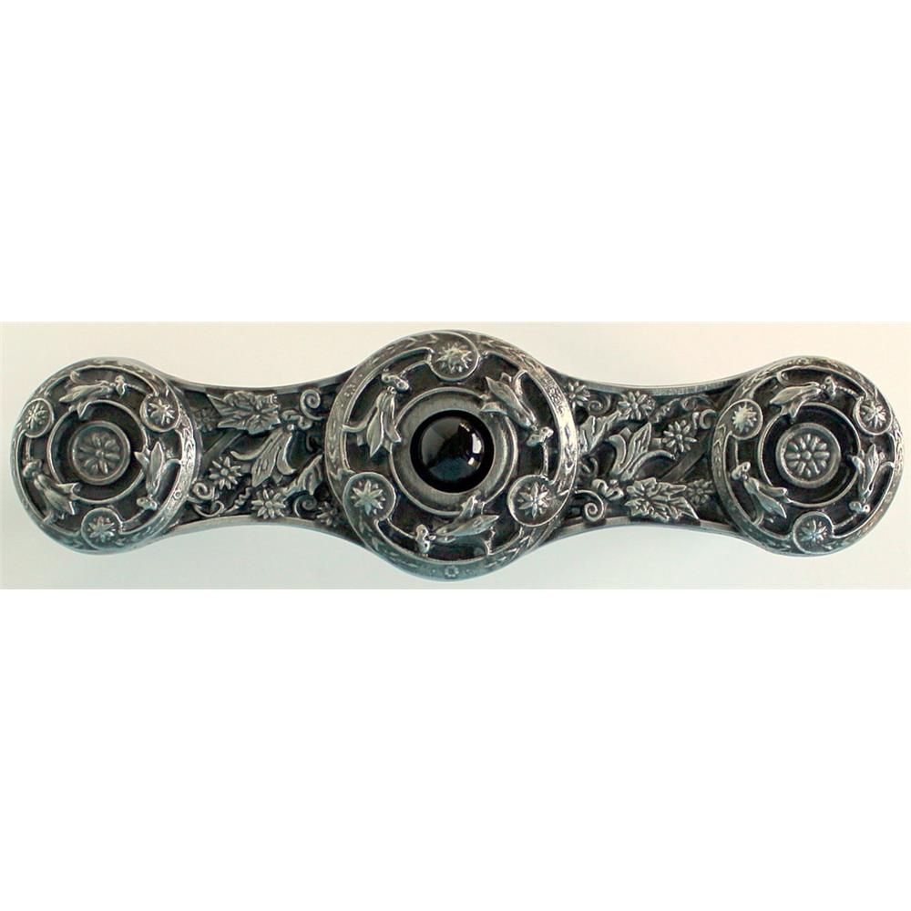 Notting Hill NHP-661-AP-O Jeweled Lily Pull Antique Pewter/Black Onyx natural stone